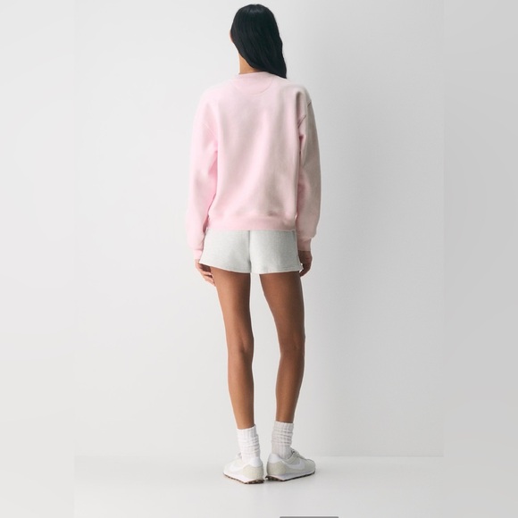 Aritzia Cozy Sweatfleece Perfect Crew Light Pink Crewneck Sweatshirt - Picture 4 of 11